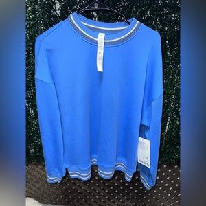 Lululemon Perfectly Oversized Ringer Crew - Pool Party/Light Ivory